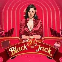 Blackjack table with a woman dealer and "Black Jack 21" text